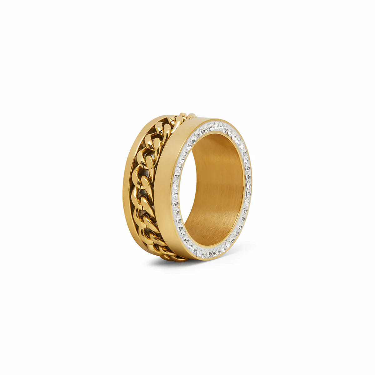 ANEL EM CAMADAS DE PEDRA CUBANA - GOLD